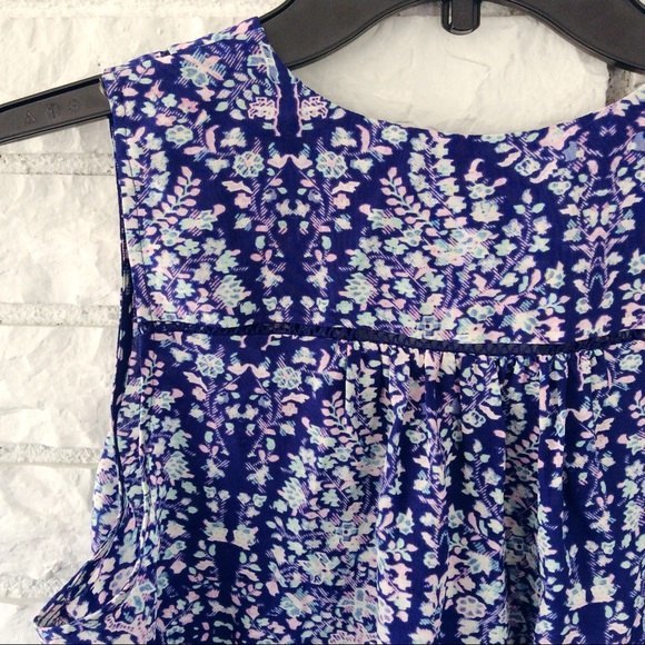 Rebecca Taylor Silk blue pattern boho Tank Top - Size 4 - Picture 4 of 6
